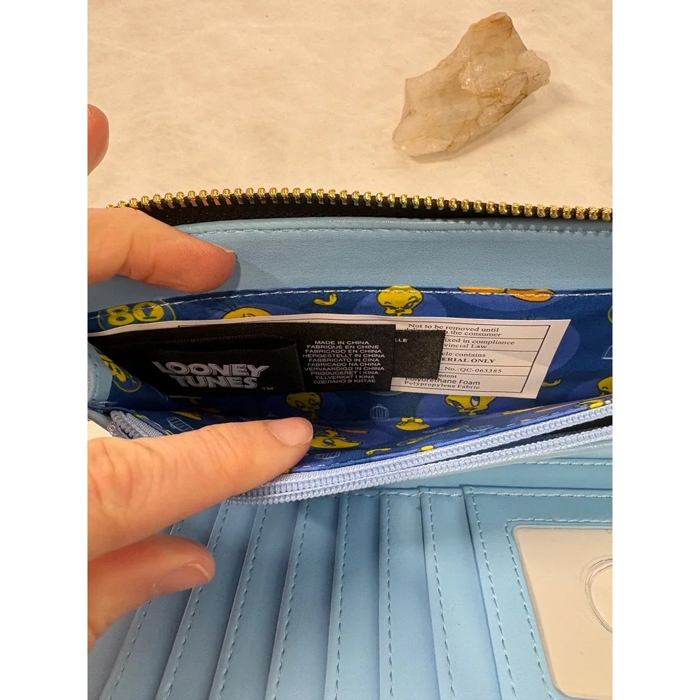 Loungefly Looney Tunes Sylvester‎ Tweety Bird Zip Around Wallet Blue 80th Anniv